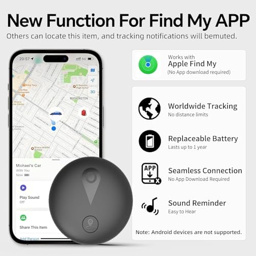 GPS Tracker for Dogs, Smart Collar with Real-Time Locator with Holder | Pet Location Tracker, No Monthly Fee / No SIM Card, Works with iOS Find My, Ultra-Slim, IP68 Waterproof, Reliable