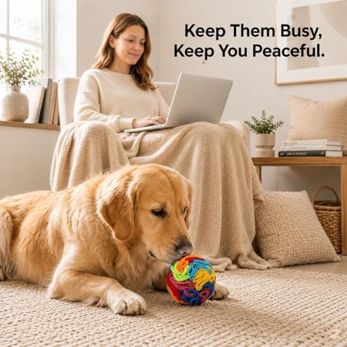 Snuffle Ball for Dogs - Soft Polar Fleece Interactive Puzzle Toy for Mental Stimulation & Boredom - Safe, Plastic-Free Foraging Game & Slow Feeder to Keep Pets Busy Indoors