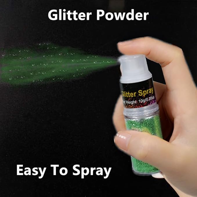 Go Ho Hair and Body Glitter Spray,Festival Glitter Dry Powder Makeup for Clothes,Green Glitter Spray Loose Sparkle Powder,Holographic Ultra Fine Glitter,St Patricks Day Accessories,10g