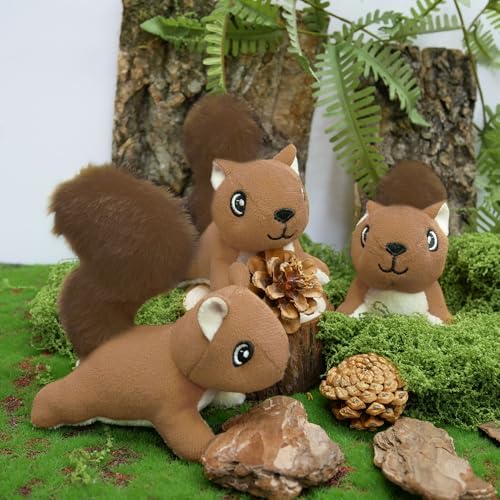 Squirrel Plush Dog Toy Squeaky Toy, Interactive Hide and Seek Replacement Dog Toys for Small & Medium Dogs (3Pcs Squeaky Squirrel C)