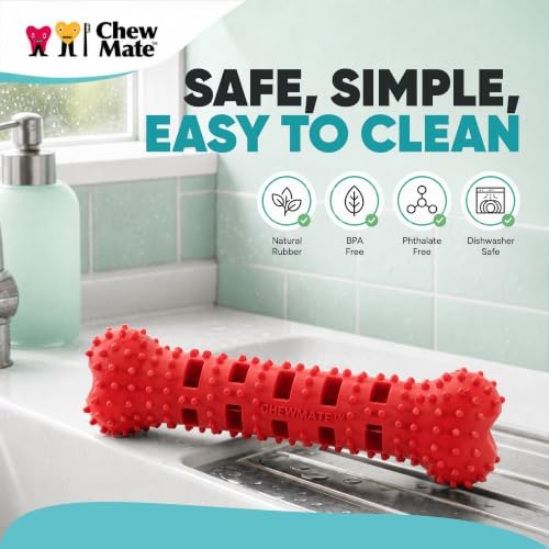 Dog Teeth Cleaning Toy | Treat-Dispensing Dog Dental Chew Toy | Rubber Bristles & Floss Slots Clean Teeth, Gums, Tongue | For Small Dogs/Puppies