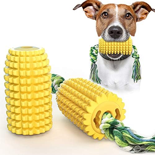 Carllg Dog Chew Toys, Puppy Toothbrush Clean Teeth Interactive Corn Toys, Dog Toys Aggressive Chewers Medium Large Breed