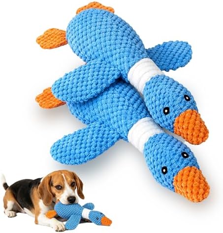 2-Pack Goose-Shaped Squeaky Dog Toys: Plush chew Toys with crinkly Wings, Suitable for Dogs Interactive Teething Toys for Puppies.
