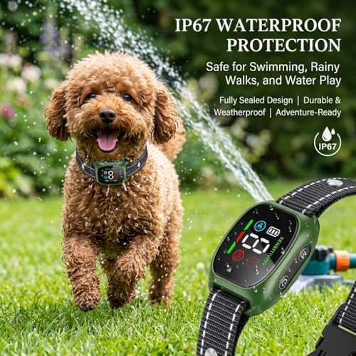 Anti Bark Vibration Collar Device for Large Medium Small Dogs 6-150lbs Smart Ai Automatic Puppy Dog Beep No Shock Barking Training Collars Rechargeable IP67 Waterproof Adjustable 8 Sensitivity