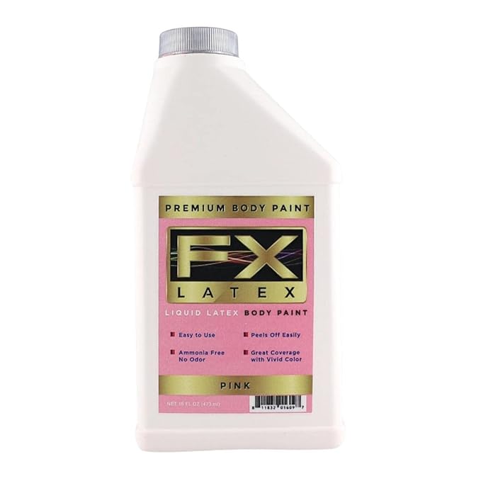 Liquid Latex - Face and Body Paint, Ammonia Free, Easy On and Off, Cosplay Makeup, Create Professional Monster, Zombie Arts 16 Oz (Pink)