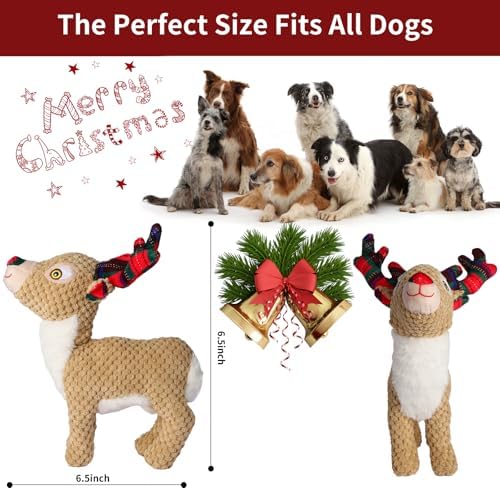 Christmas Dog Toy for Large Dogs（Standing Reindeer）, Durable and Stuffed Christmas Squeaky Dog Toys, Dog for Interaction and Teeth Cleaning