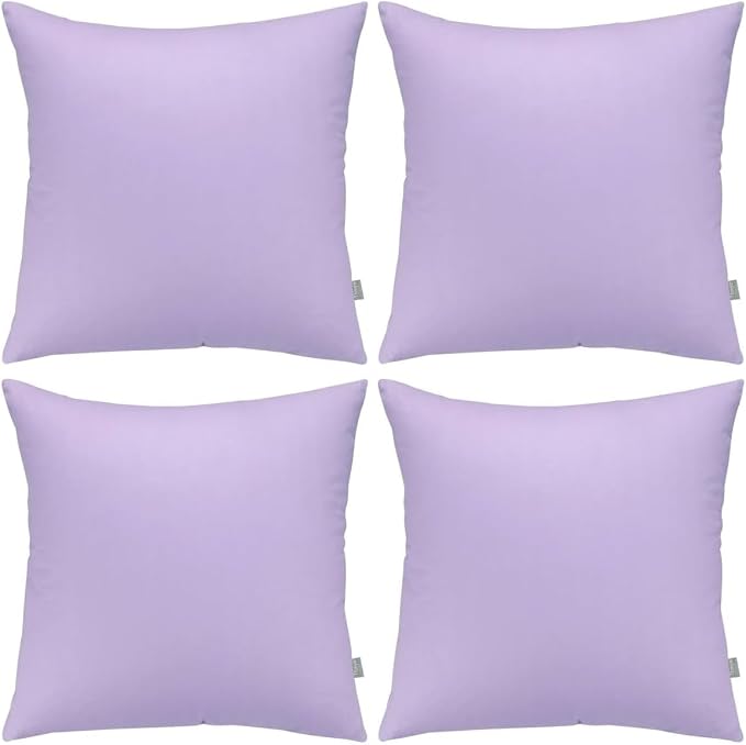 4-Pack 100% Cotton Comfortable Solid Decorative Throw Pillow Case,Thmyo Square Cushion Cover Pillowcase Sublimation Blank Pillow Covers DIY Throw Pillowcase for Sofa(16x16 inch/ 40x40cm,Light Purple)
