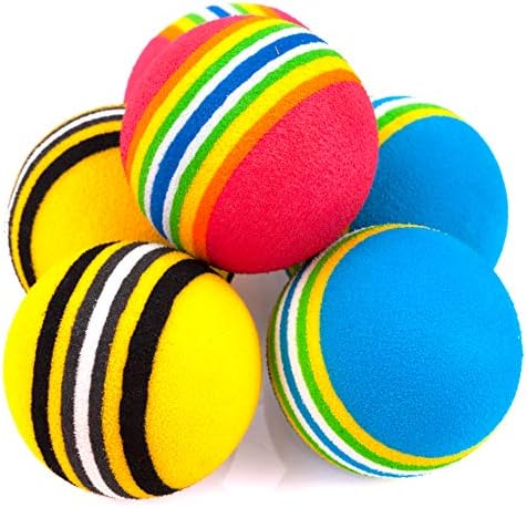 CHIWAVA 45PCS 1.7'' Foam Cat Toy Ball Rainbow Color Kitten Quiet Play Balls