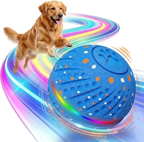 Smart Interactive Dog Toy Ball - Automatic Moving Bouncing Rolling Ball with 3 Modes & RGB Lights, Durable E-TPU Motion Activated Dog Toys for Small Medium Dogs, Keep Busy & Boredom Relief (Blue)
