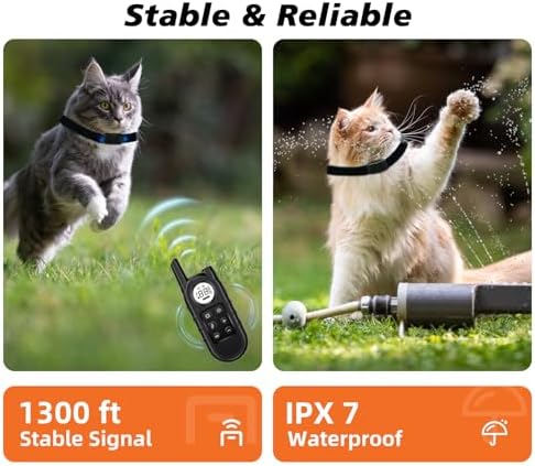 Tiniest Cat Shock Collar, Lightest Cat Training Collar with Remote for Small Cats 5-15lbs & Medium Large Cats/Puppies, Waterproof, Rechargeable, 1300ft Range (Black)