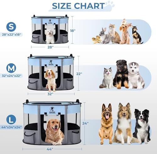 Foldable Pet Playpen, Portable Crate for Dogs & Cats, Indoor Outdoor Travel