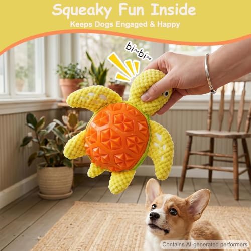 Squeaky Plush Turtle Dog Toy – Interactive Chew & Cuddle