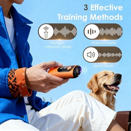 Dog Bark Deterrent Devices, Anti-Barking Device for Dogs 50-ft Range, Three Modes, Dog Barking Silencer Replaces Traditional bark Collars, Suitable for All Dogs, Indoors and Outdoors
