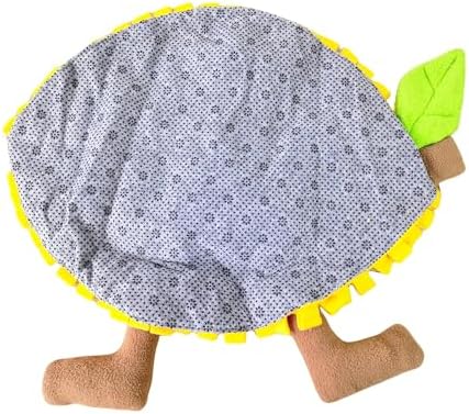 Vedem Small Animal Snuffle Mat Fleece Foraging Mats Interactive Feeding Toy Rabbit Guinea Pig Rat Hamster Anti Slip Treat Dispenser (Lemon)