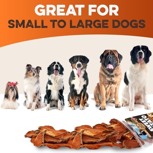 BRUTUS & BARNABY Dried Sweet Potato Dog Treats, Full Slices, 2 lb, 2 Pack | Single ingredient chews, healthy, hypoallergenic; gentle on sensitive stomachs. Made in USA, thick cut for large breeds