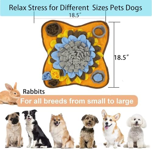Dogs Snuffle Mat Pet Feeding Mats Puppy Sniffing Pad,Cat Doggies Interactive Puzzle Toys for Multiple Breeds Encourages Natural Foraging Skills,Training and Stress Release (Grey Brown)