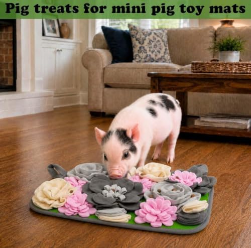 Pig Foraging Mat for Mini Pigs, Pig Toys for Mini Pigs with Snuffle Feeding Pad and Chewable Enrichment Features, Interactive Treat Seeking Activity Toy for Pet Pigs, Farm Pigs and Small Animals