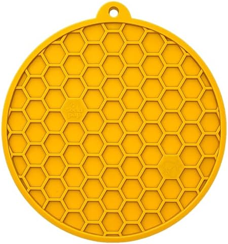 SodaPup Honeycomb Round eMat – Durable Enrichment Feeder for Dogs & Cats Made in USA from Non Toxic Pet Safe Food Safe TPE for Slow Feeding, Calming, Digestive Support, & Licking Fun