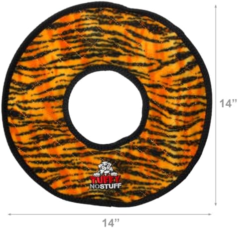 TUFFY® : No Stuff Mega Ring Dog Toy: Ultra Durable Plush Toy with Multiple Layers & Reinforced Seams, Washable and Floats, Original Construction