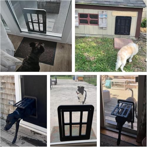 Dog Door for Screen Door with Magnetic Auto-Close, Lockable Doggy Door for Screen Door, Pet Easy Access for Sliding Screen Door