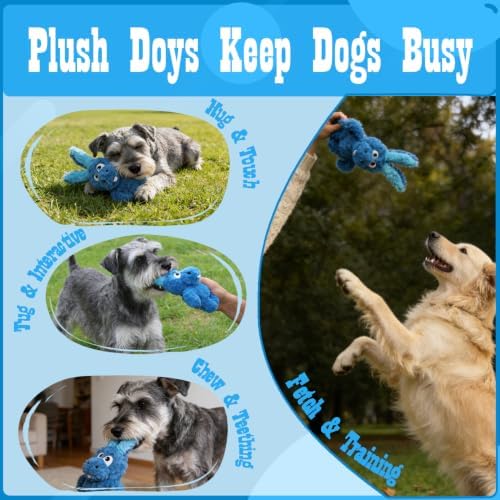 Donkey Squeaky Plush Dog Toy for Small Medium Large Dogs, Blue