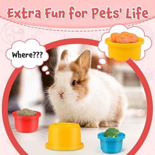 SKYWHALE Bunny Toys Stacking Cups, 8PCS Plastic Nesting Toys for Small Pets