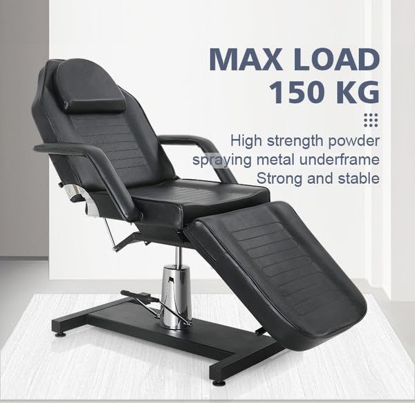 TATARTIST Hydraulic Facial Chair for Esthetician Tattoo Chair Portable Massage Tables 360° Rotating Treatment Bed Spa Salon Beauty Tattoo (Black)