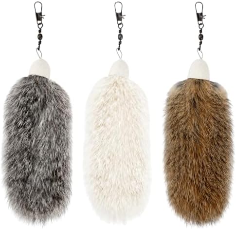 3 Pack Natural Rabbit Fur Cat Toy Refills, Handmade Interactive Cat Wand Attachments Cat Teaser Wand Replacement Head for Indoor Cats and Kittens
