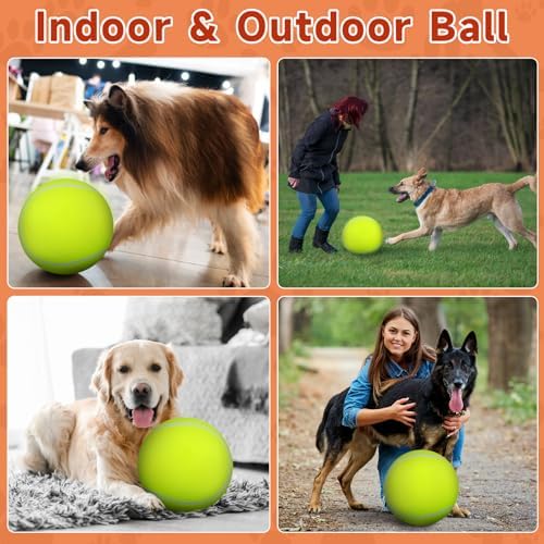 QDAN Giant Large Tennis Ball for Dogs: 9.5" Premium Balls for Dog for Outdoor Play Chasing, Big Tennis Ball Dogs Toy, Tennis Ball for Small Medium Large Dogs, Pet Ball Birthday, Yellow