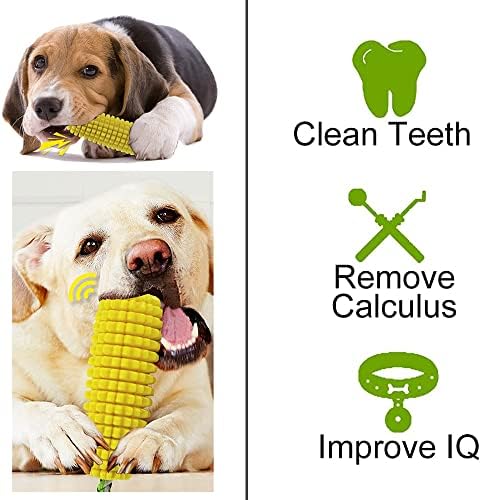Squeaky Dog Chew Toy for Aggressive Chewers, Corn Teeth Cleaning