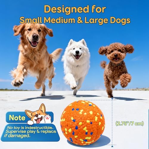 Kimee Dog Balls Tennis Balls for Aggressive Chewers, ETPU Balls 4 Pcs 2.75"