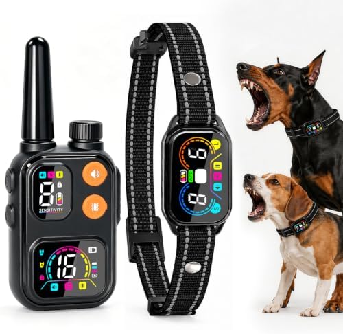 2 in 1 Dog Bark and Shock Collar, 4500FT Bark and Training Collar with Remote, 3 Modes (Beep/Vibration/Safe Shock), IP67 Waterproof, Anti Bark Collar for Small Medium Large Dog (5-120Lbs)