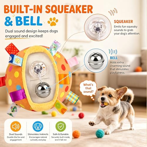 Colorful Squeaky Hanging Dog Training Toy, Built-in Bell, Cotton Material