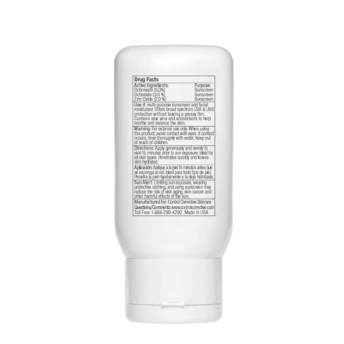 CONTROL CORRECTIVE Oil Free Sunscreen SPF 30 For Face & Neck, All Skin Types– Broad Spectrum UVA/UVB Protection + Lightweight Moisturizing Formula – 2.5 oz Non-Comedogenic