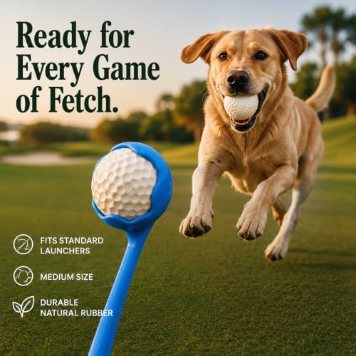 Golf Dog Toy Ball – Interactive Dog Toy for Enrichment, Fetch & Aggressive Chewers – Stuffing-Free, Natural Rubber – Fits Ball Launchers – Durable, Non-Toxic – Gift for Golf Lovers & Dogs
