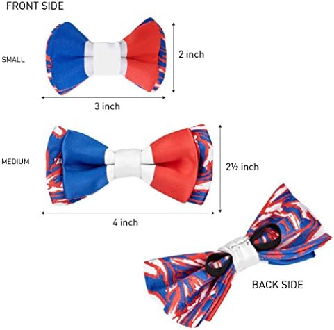 Blueberry Pet 2 Patterns Patriotic Spirits France Flag Adjustable Bowtie Blue Dog Collar - Handmade Bow Tie w/Jacquard Weave Fabric, Small, Neck 12"-16"