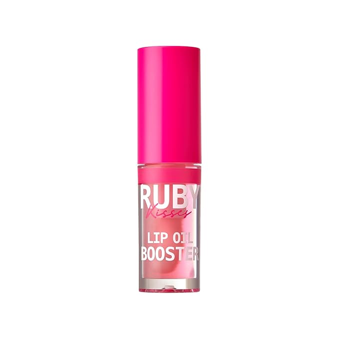 Ruby Kisses Lip Oil Booster, Hydrating Lip Gloss with Nourishing Natural Oil Blend, Jumbo Wand for Easy Application, Non-Sticky Formula (Soft Pink)
