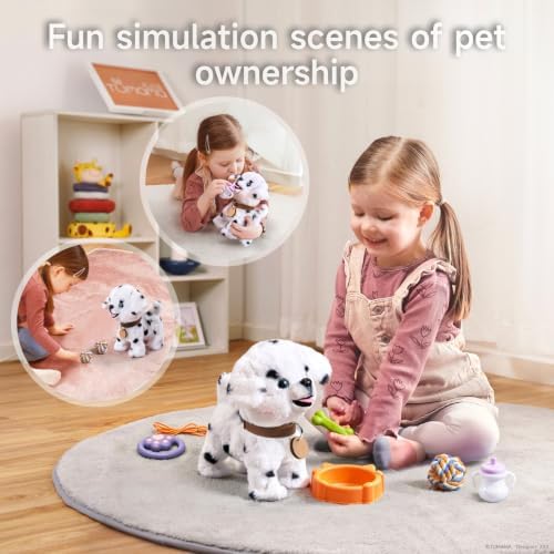 OR OR TU Walking Barking Toy Dog with Remote Control Leash, Plush Puppy Electronic Interactive Toys for Kids, Shake Tail,Pretend Dress Up Realistic Stuffed Animal Dog Age 3 4 5+ Years Old Best Gift