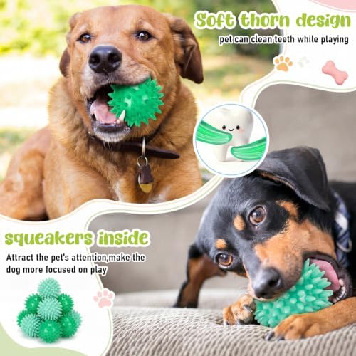 Syhood 60 Pcs Squeaky Dog Toys Bulk Plush Rope, Green, Green Style