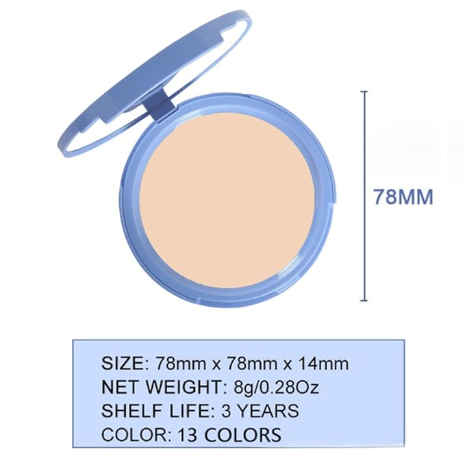 evpct Oil Control Pressed Face Powder Compact for Women, Translucent Setting Powder Makeup Foundation for Women, Waterproof Long Lasting Lightweight, polvo compacto de maquillaje, 10 Porcelain