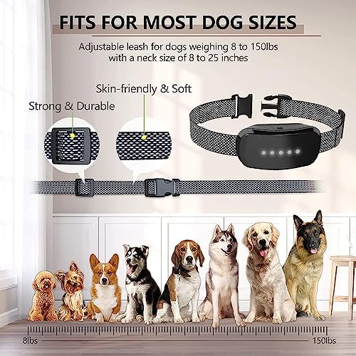 Bark Collar, Dog Bark Collar for Small, Medium and Large Dogs, with 5 Adjustable Sensitivity Beeps Vibration Shock, Waterproof Rechargeable Smart Bark Collar (Green)