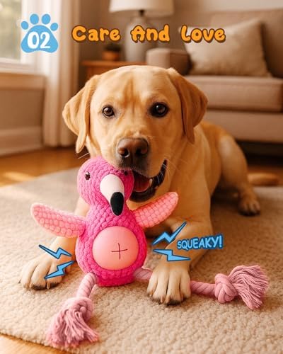Swooflia Tug of War Dog Toy - Enrichment Interactive Squeaky Rope Toys to Keep Them Busy, Plush Cute Teething Clean for Small Dogs Crinkle Puppy Chew Toy for Treat and Playing