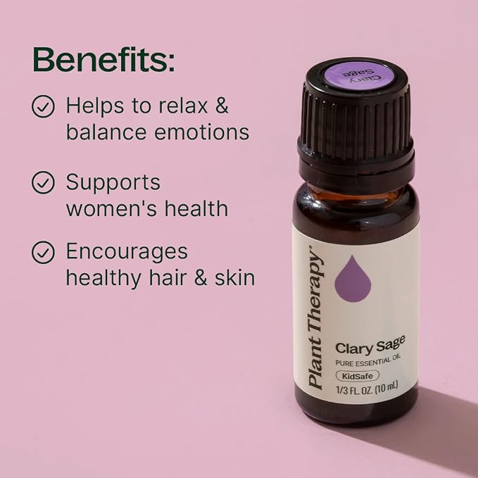 Plant Therapy Clary Sage Essential Oil 100% Pure, Undiluted, Natural Aromatherapy, Therapeutic Grade 10 mL (1/3 oz)