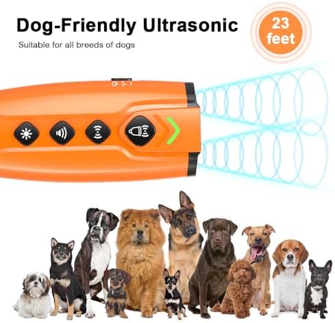 Dog Bark Deterrent Device 50FT Range Anti Barking Device for Dogs, Stops Neighbor’s Dog Barking with 3X Ultrasonic Barking Control & 5 Sound Mode, for Indoor & Outdoor Training