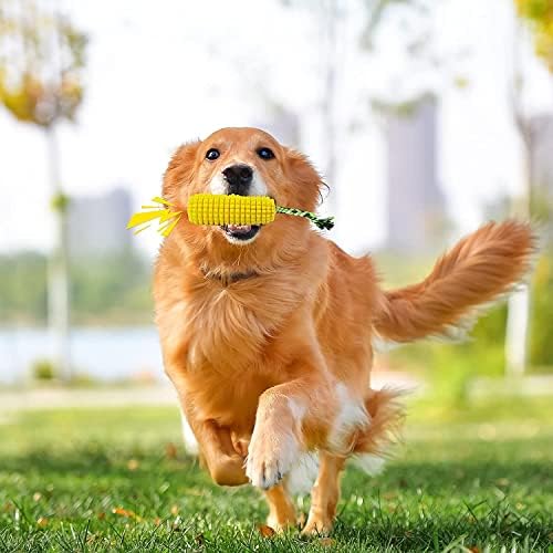 Squeaky Dog Chew Toy for Aggressive Chewers, Corn Teeth Cleaning