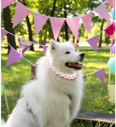 Chunky Pearl Dog Necklace (Beads 20mm),Elegant Classic Super Big Pearl Collar Necklace Accessories for Medium Large Dogs Occasions and Gatherings (Pink, 3XL(Neck Girth 20.5''-23''))