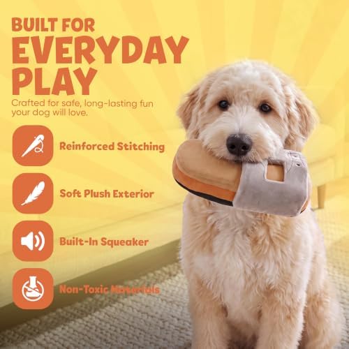 Shoe Parody Dog Toy – Funny Crinkle & Squeaky Dog Toys for Interactive Play and Training – Durable, Easy to Clean, Birthday Gifts for Small, Medium and Large Dogs