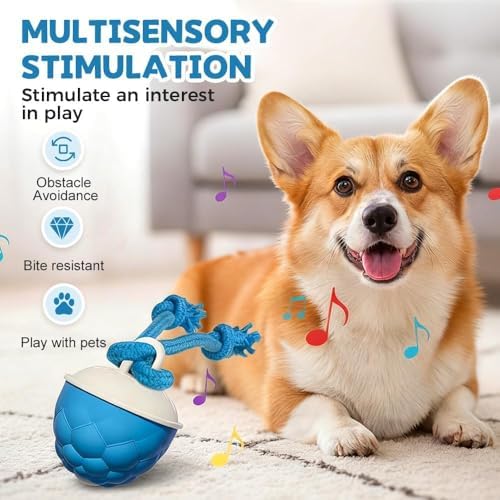 Interactive Dog Toys Motion Activated Automatic Rolling Ball Toys for Small/Medium/Large Dogs Balls for Boredom to Keep Them Busy with USB Rechargeable(Blue)