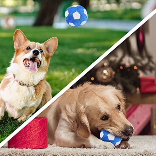 Interactive Dog Balls, 2 Pack Plush Squeaky Dog Toys Balls for Dogs, Football Tennis Ball Dog Toy Ball Indoor Outdoor Sports Stuffed Puppy Toy for Small Medium Dog(Football+Tennis)