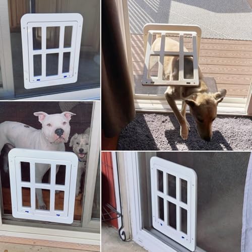 Namsan Dog Door for Screen Door, Passage 11.2 x 14.4 inches, Doggy Door for Sliding Door, Dog Screen Window, Magnetic Flap Auto Closing, Screen Door with Doggie Door Built in, Lockable, White